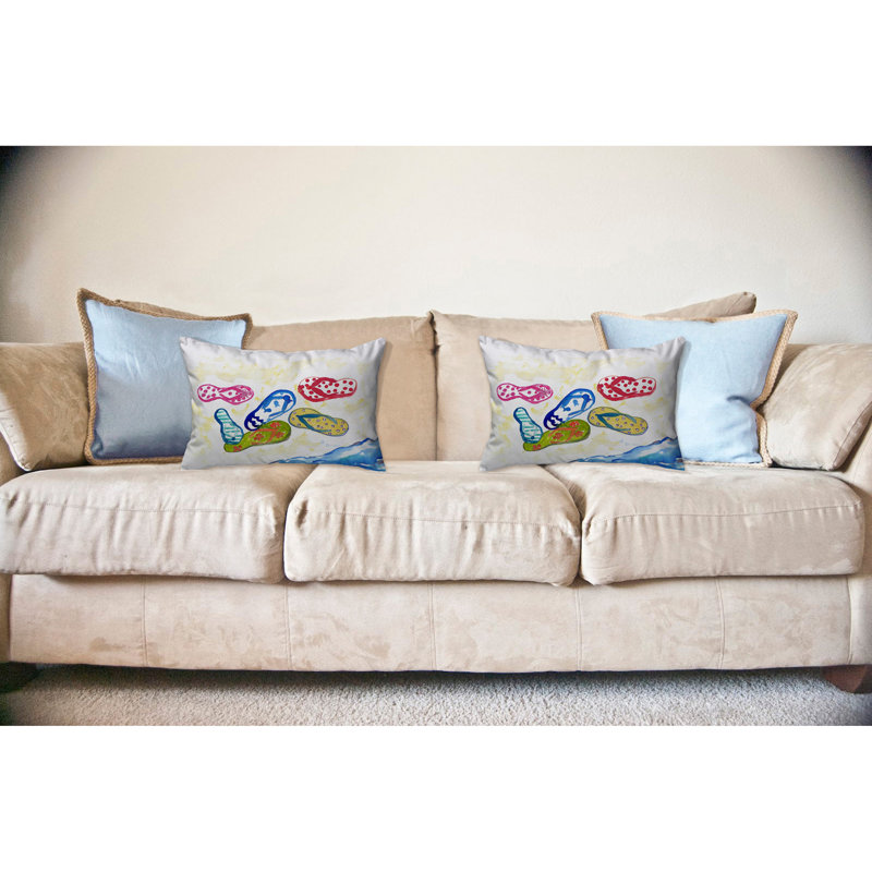 Six Flip Flops Outdoor Reversible Throw Pillow