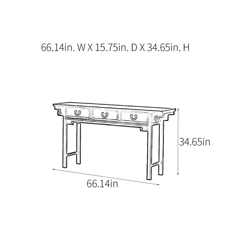 Console Retro Classical Minimalist, H 34,65 po x l 66,14 po x P 15,75 po