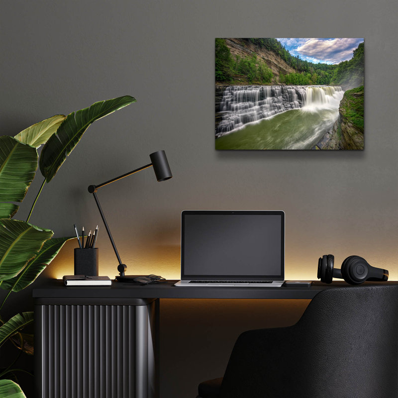 Art mural en verre Millwood Pines «Lower Letchworth Falls» par Rick Berk, H 12 po x l 16 po