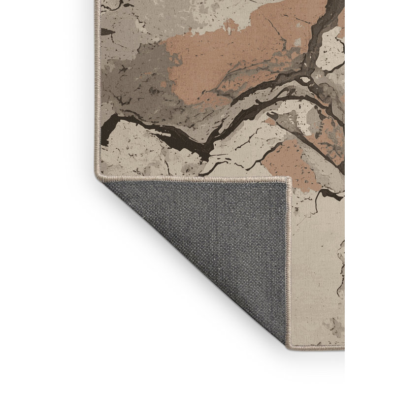 Tapis moelleux moelleux au look rétro de style rétro Dahill - beige, 4 x 6