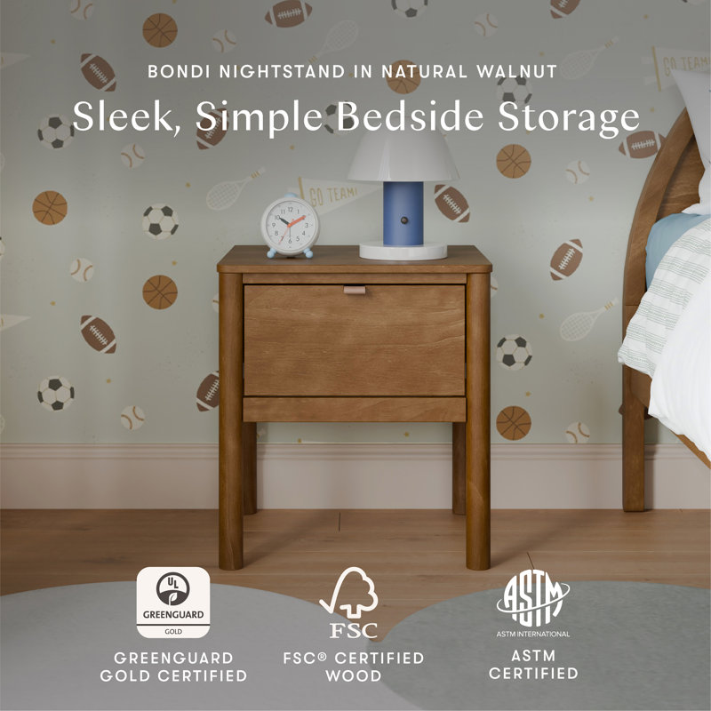 Bondi Assembled Nightstand, Natural Walnut