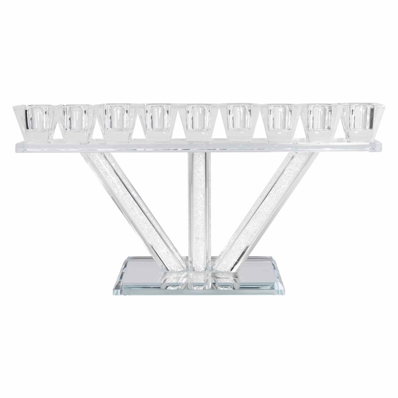 Menora en cristal de table 12 po Sparkles Home | Tiges remplies de strass | Décoration artisanale
