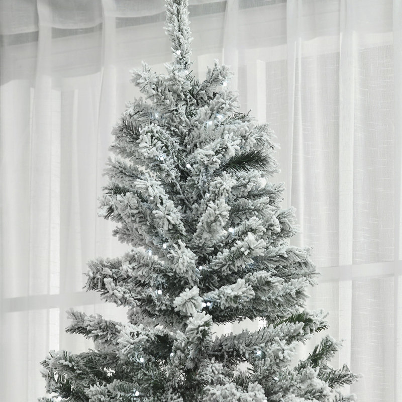 Arbre de Noël artificiel 7,5 pi avec lumières à DEL blanc froid, installation facile et conception ignifuge pour une bonne humeur des Fêtes