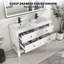 Meuble-lavabo double 48 po avec comptoir en résine Sharee, robinet en alliage de zinc, 4 tiroirs lisses et 1 tablette ouverte Sharee-509788862