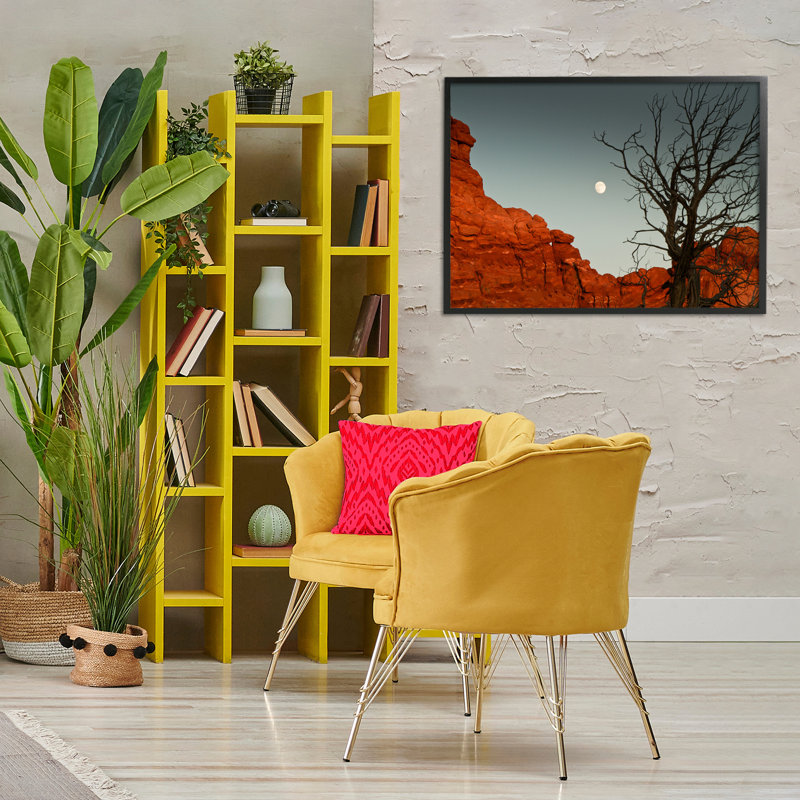 «Full Moon Canyon», estampe numérique de Jadei, H 20 po x l 30 po, Giclée encadrée noir minuit