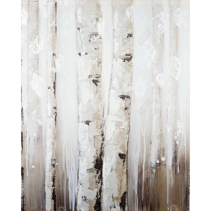 Abstract White Birches Print On Canvas