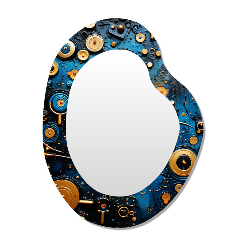 Kaylan, formes abstraites bleues et jaunes, Freedom s Dream - Miroir mural asymétrique