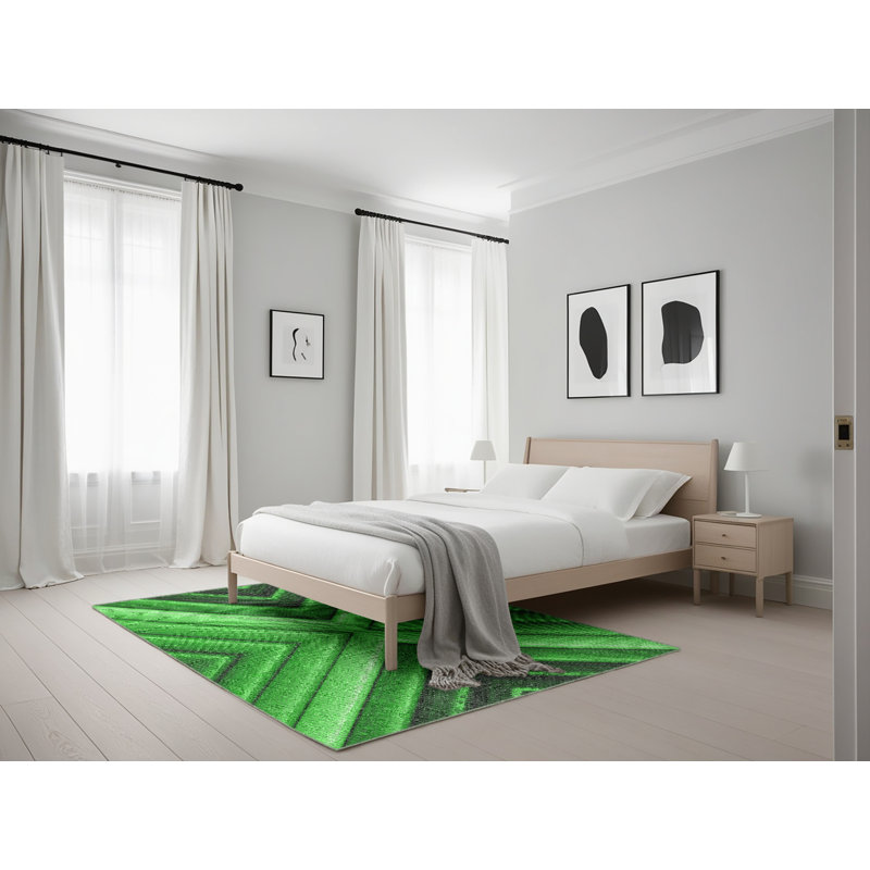Tapis vert à motif géométrique Klinger, Rectangle 5 pi x 7 pi