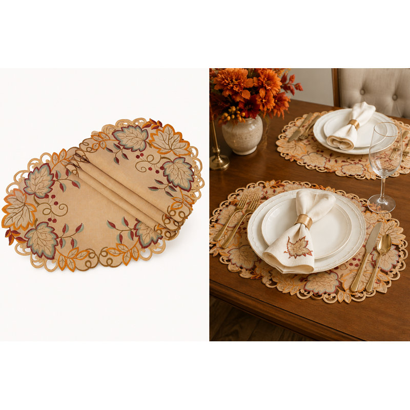 Wein Polyester Embroidered Oval Placemat