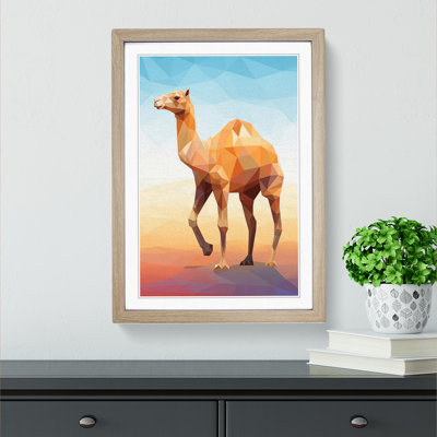 Camel Geometric - Single Picture Frame Print on Wood
