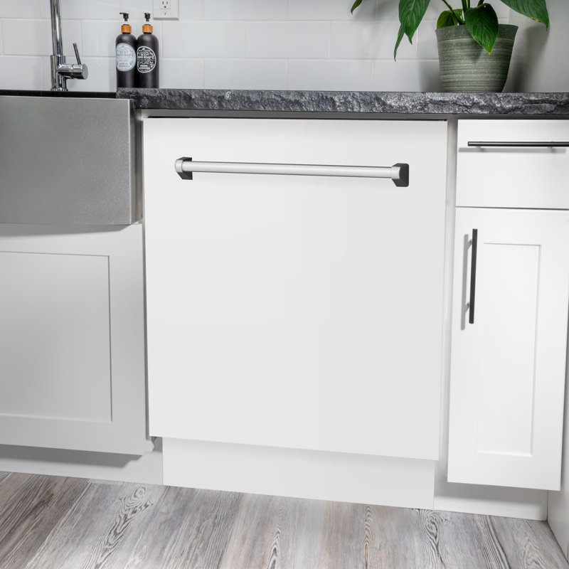 ZLINE 24" Tallac Series 3rd Rack Tall Tub Dishwasher with Stainless Steel Tub, 51dBa, White Matte