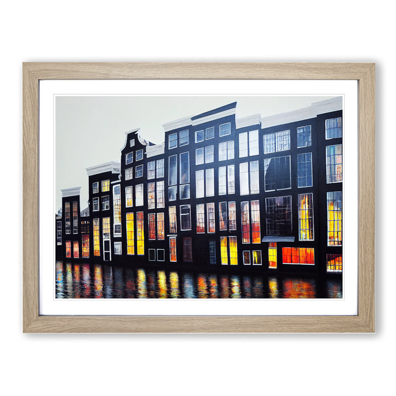 Amsterdam Architecture - Framed Print, 46cm H x 64cm W x 2cm D, Oak Framed