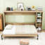 Lit escamotable en bois peu encombrant avec tablettes de rangement latérales-478825413-478825409