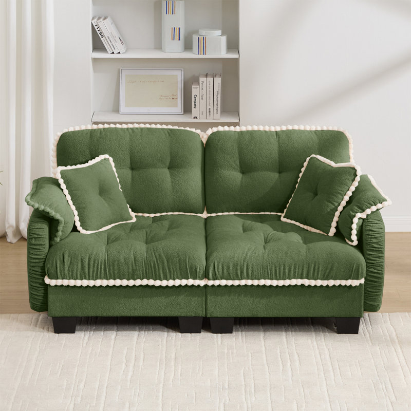 Canapé Chenille Cloud, L 70 po, Chenille verte
