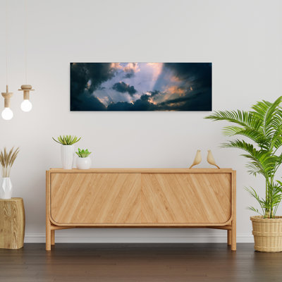 «Clouds with God Rays Peaceful Abstract Contemporary Landscape Nature», art mural