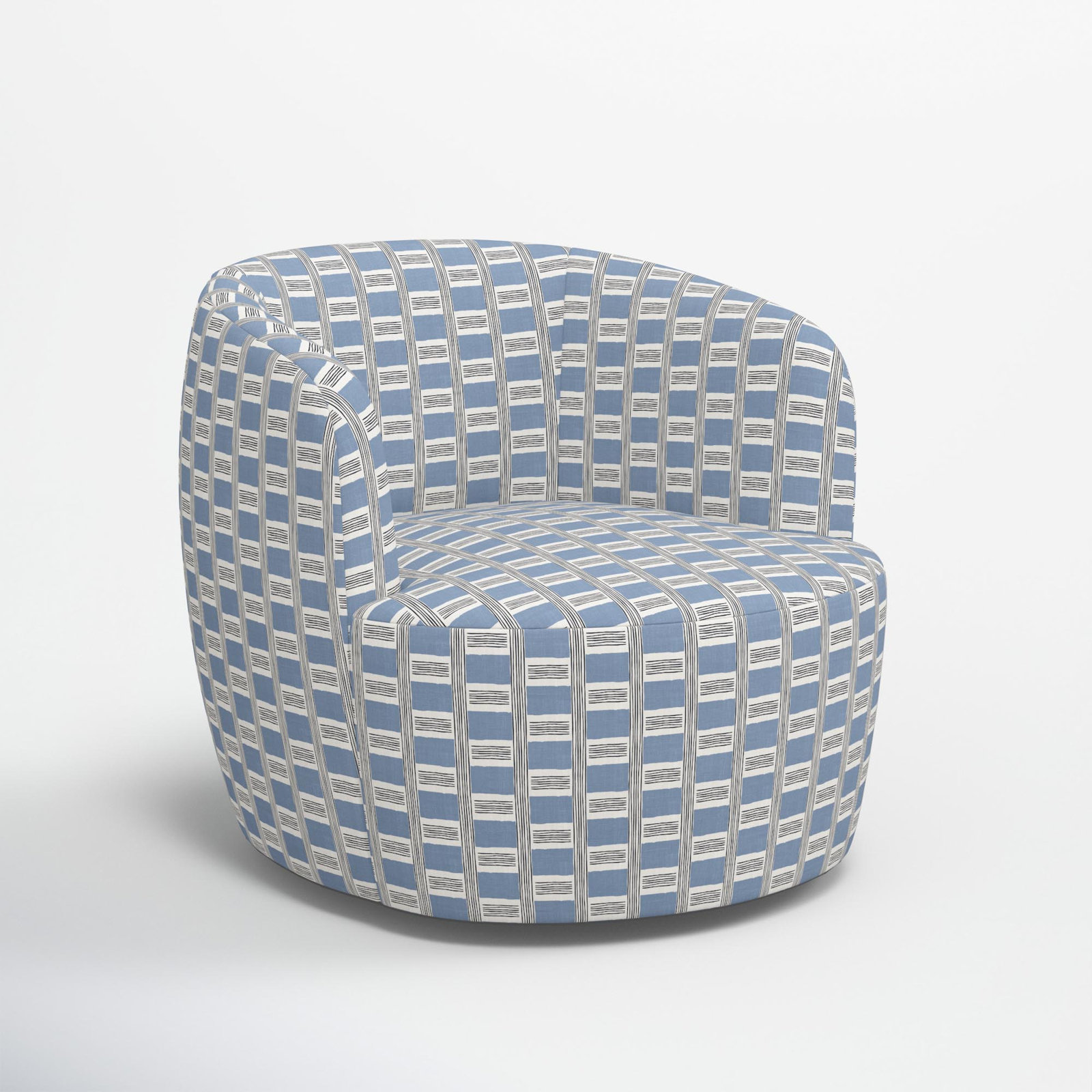 Mina Swivel Barrel Chair, Percy Plaid Ice