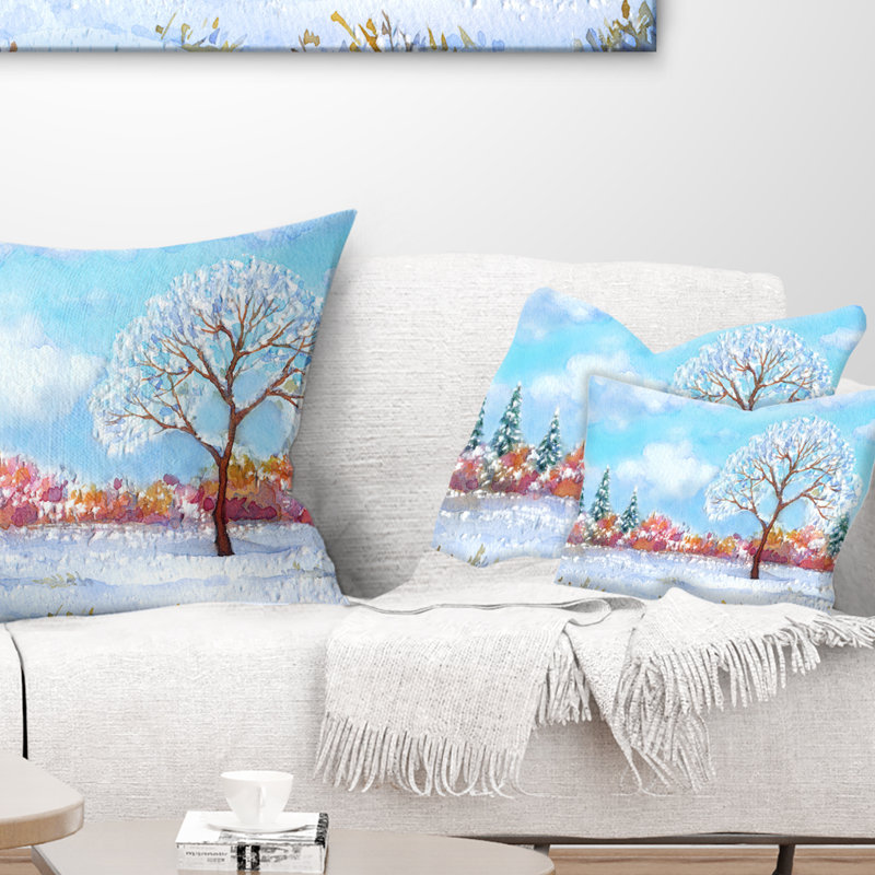 Coussin lombaire à l’arbre de peinture à l’aquarelle