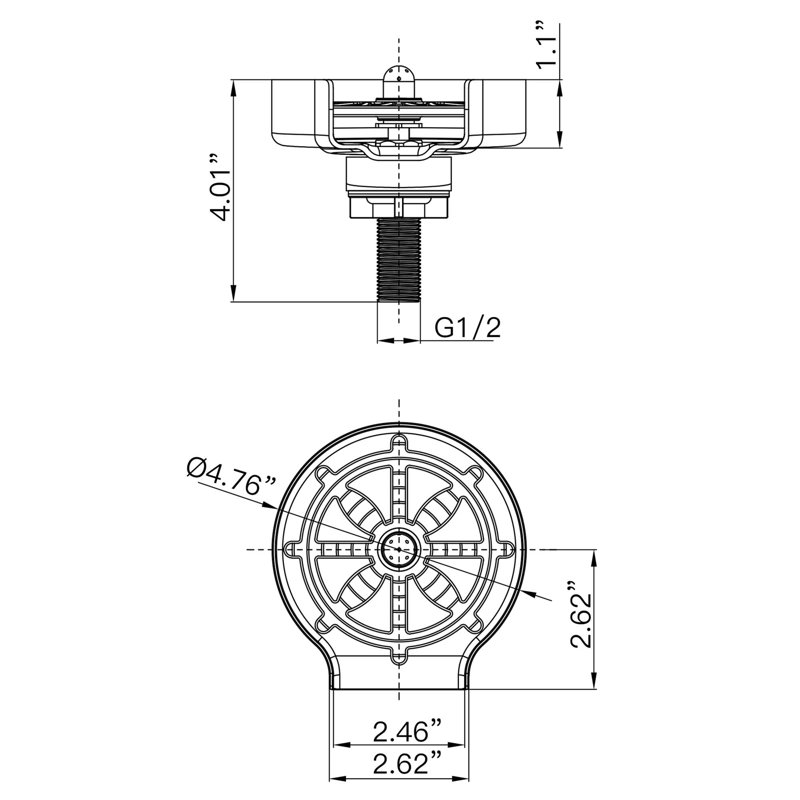 Rince-verres en acier inoxydable de 4,76 po pour éviers de cuisine, Or brossé