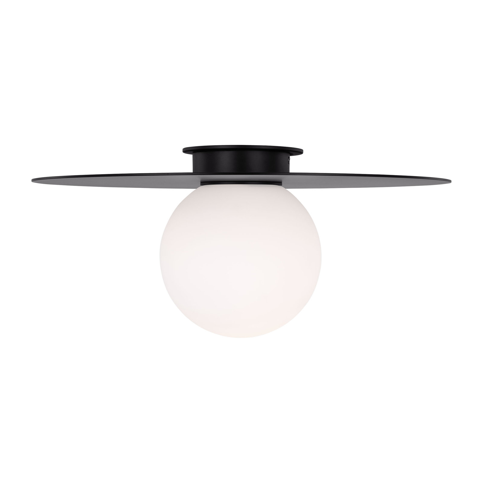 Single Light Glass Flush Mount, Midnight Black