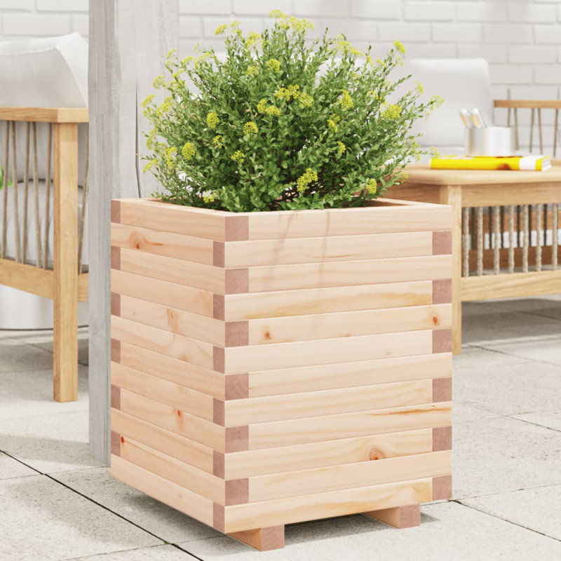 Wood Planter Box, 49.5cm H x 40cm W x 40cm D, Natural Pine