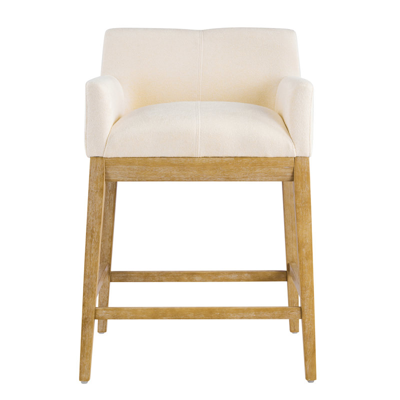 Tabouret Jorik, Coussin beige / structure naturelle, 2