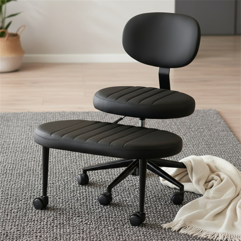 Chaise de bureau ergonomique et pivotante avec support de dossier et roulettes, avec un design multi-angles à taille adulte