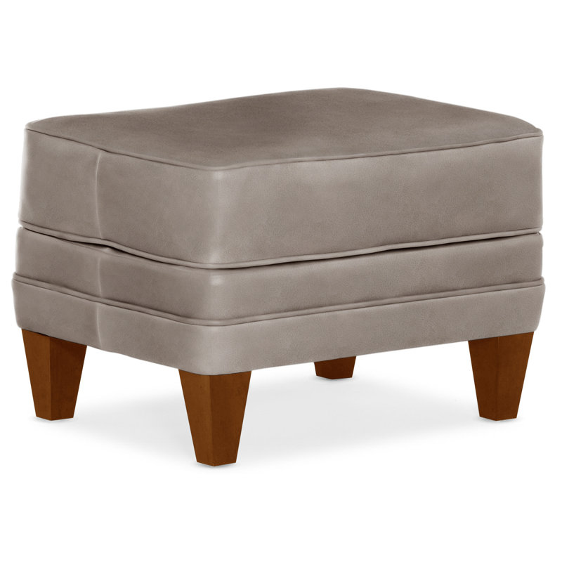 Willow Upholstered Ottoman, New Classiques, Outsider Raven Genuine Leather