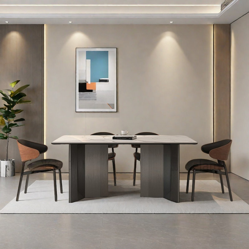 Ensemble de table et chaises de salle à manger haut de gamme Minimalist, H 29,52 po x L 62,99 po x l 31,49 po