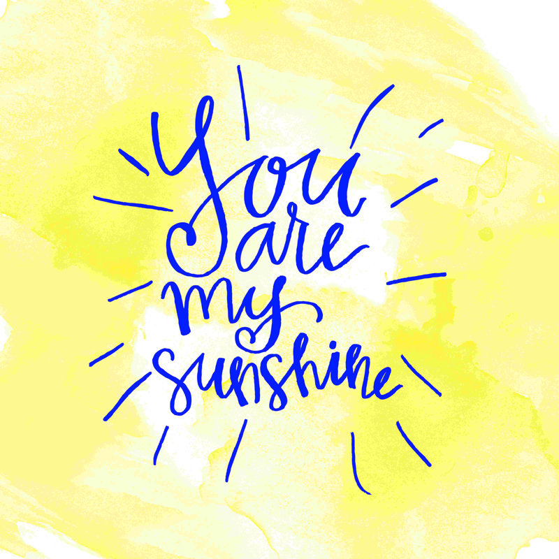 «You Are My Sunshine», écriture de la marine sur fond jaune, H 36 po x l 36 po
