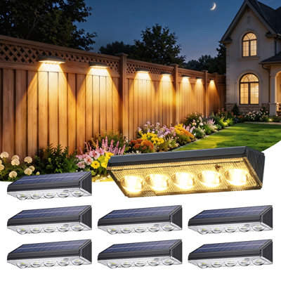 Solar Fence Lights Outdoor Waterproof, Warm White & 9 Fixed Colors & Color Changing Fence Lights Solar Powered, Solar Lights Outdoor Fence For Outside Backyard Railing Patio Wall Deck