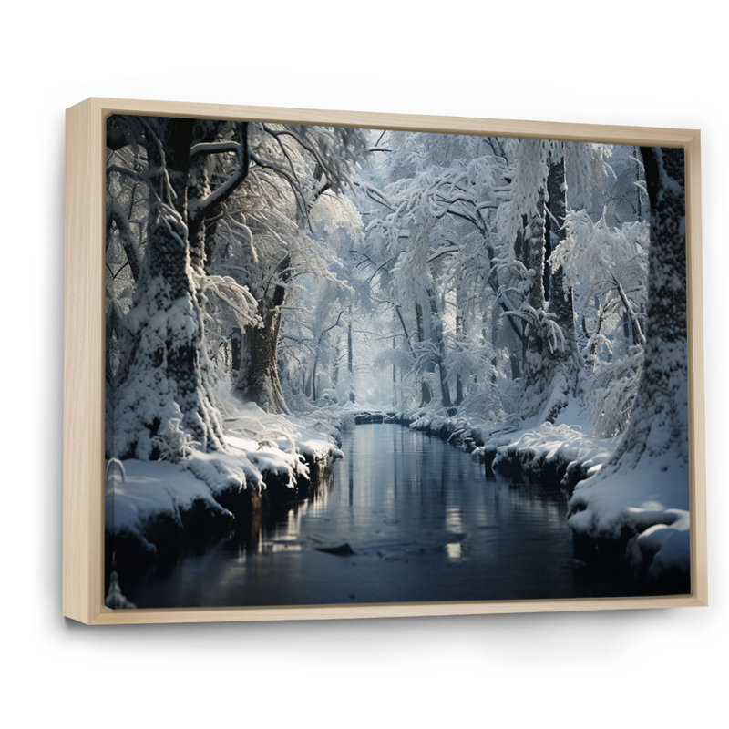«Winter Silent Woods III - Winter Landscape», art mural, H 16 po x l 32 po x P 1 po, Cadre naturel flottant