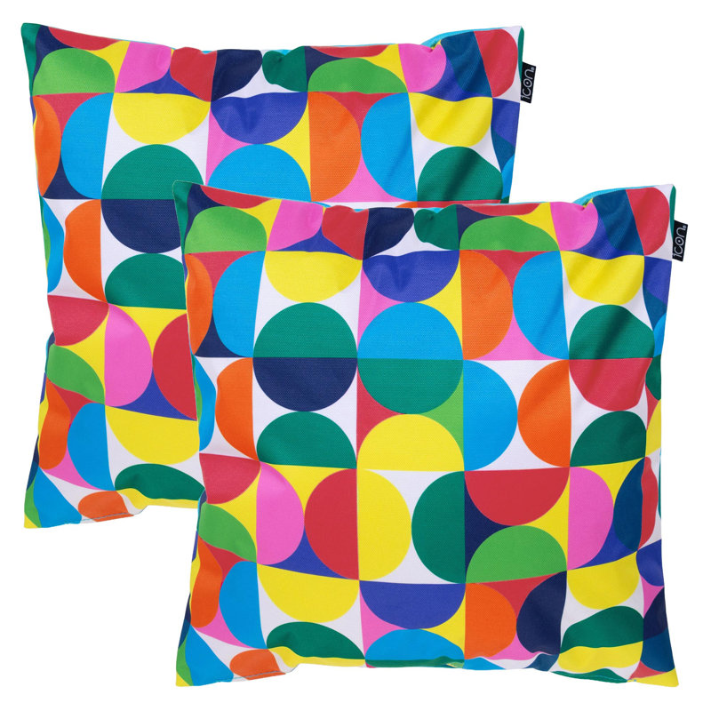 Indoor / Outdoor Geometric Blue Square Cushion