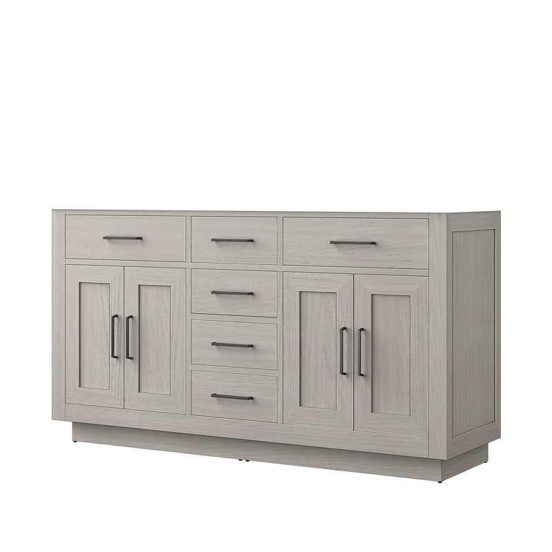 Meuble-lavabo double en chêne 60 po X P 22 po D, Blanc, Noir mat