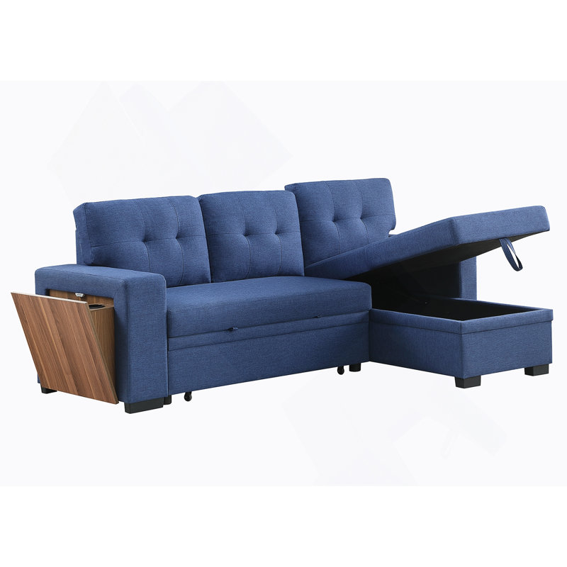 Canapé modulaire 3 pièces rembourré, Lin bleu
