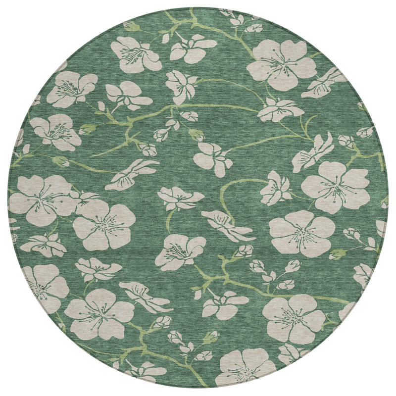 Inoa Green Washable Indoor-Outdoor Rug - , 2'3" x 7'6"