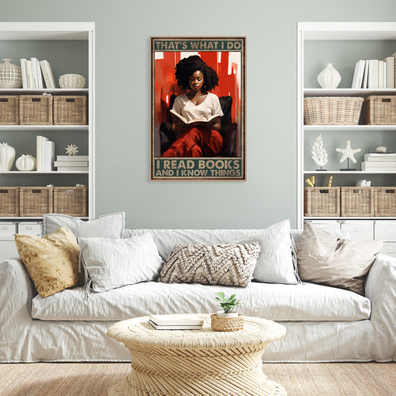 Kiyasha, femme noire, je lis des livres sur toile, impression, H 36 po x l 24 po x P 1,25 po