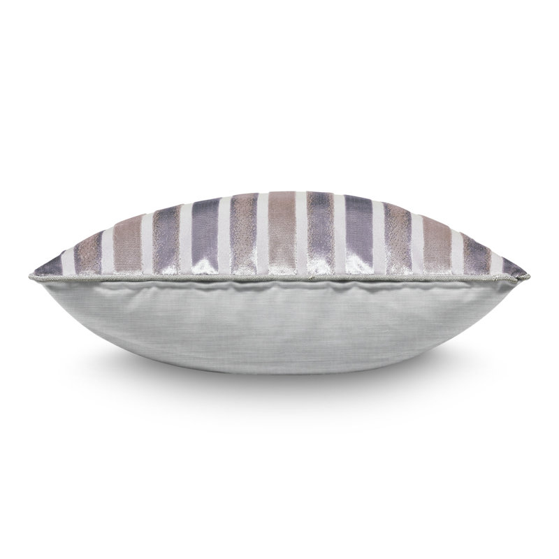 Vionnet Square Pillow Cover & Insert, 22"H x 22"W, Faux Down, Gray/Striped