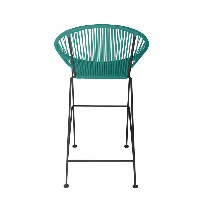 Tabouret à hauteur de comptoir fabriqué à la main Puerto, Chrome chrome, Turquoise