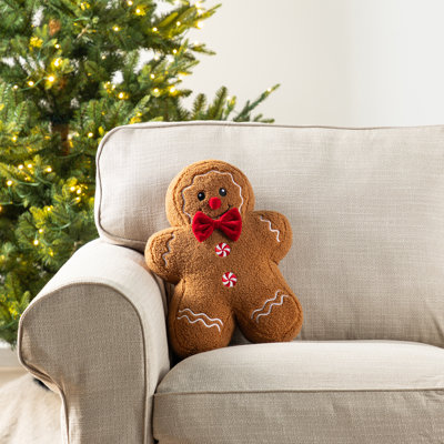 15"H Christmas Gingerbread Man Shaped Pillow