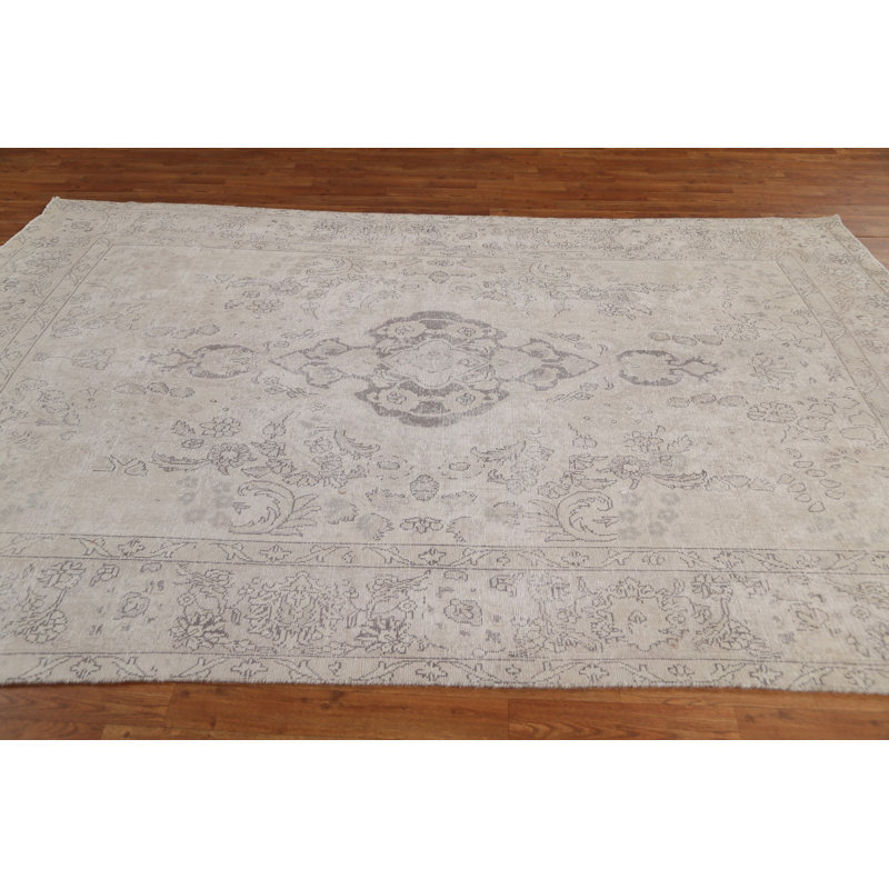 Tapis Tabriz patiné délavé noué à la main 6 x 10