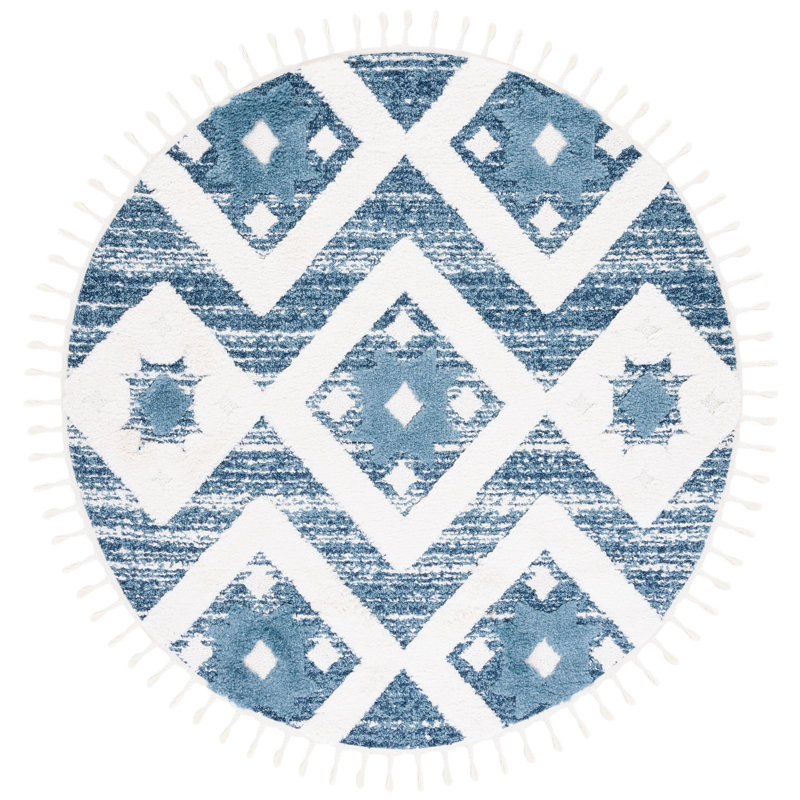 Tapis à poils longs Imraan, Rond 6 pi 7 po