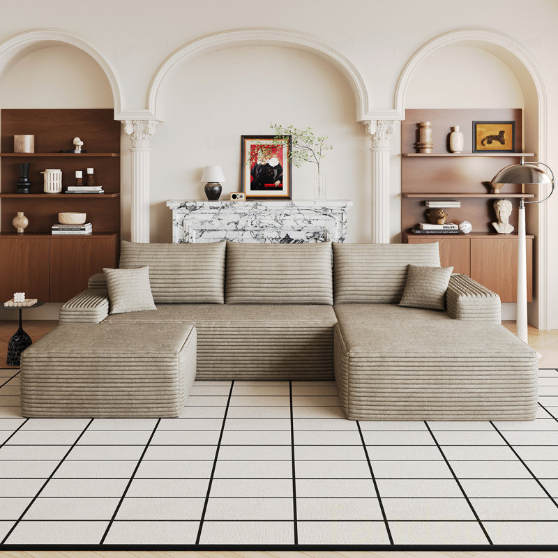 Canapé modulaire Cloud avec 1 repose-pieds, fauteuils rembourrés modernes, canapé confortable en forme de U pour le salon, canapé d'angle à assise profonde, aucun assemblage requis