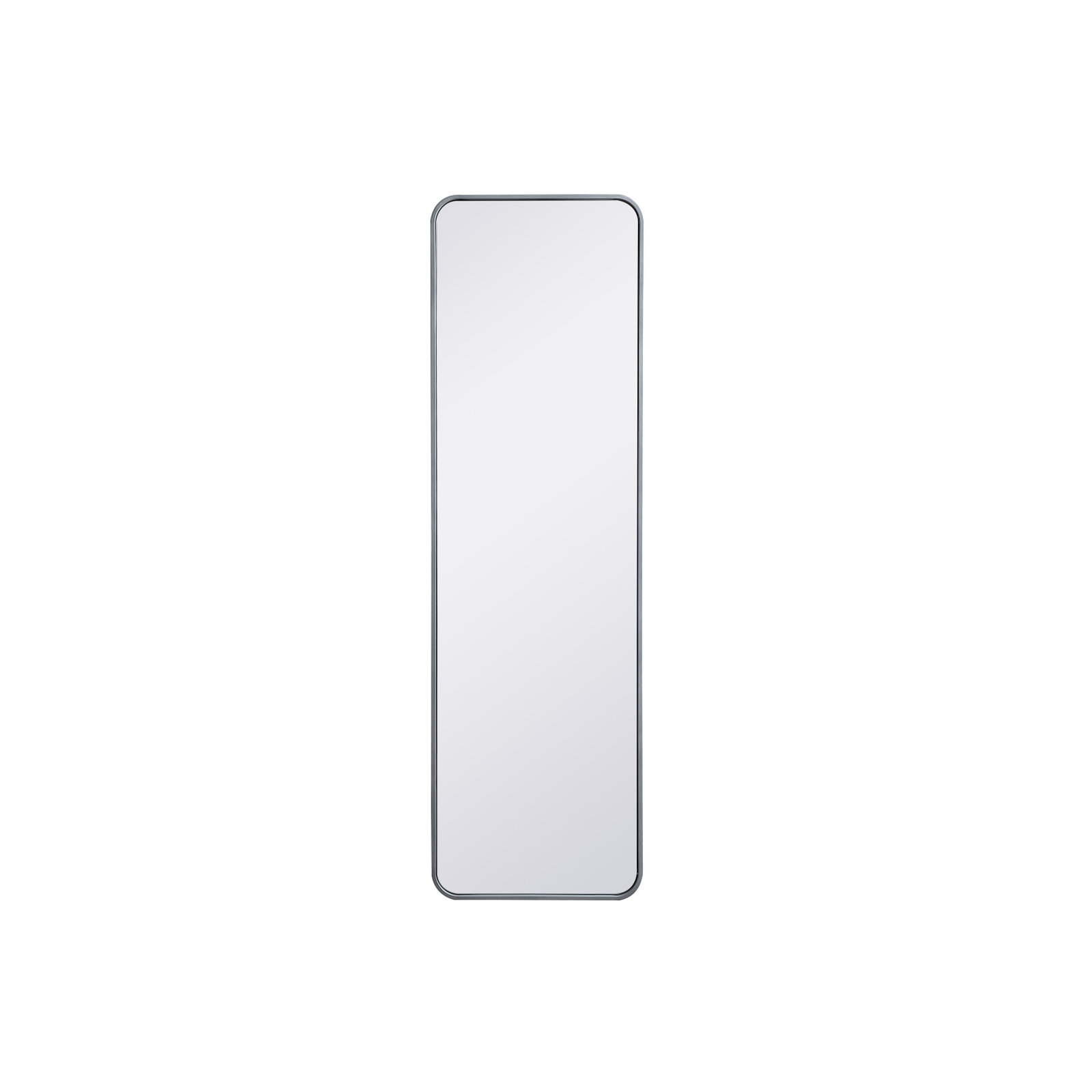 Sabine Metal Rounded Rectangle Wall Mirror, Silver, 60'' H x 18'' W
