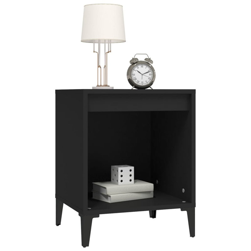 Jarik 40cm W Solid Wood Bedside Table, Black, Individual
