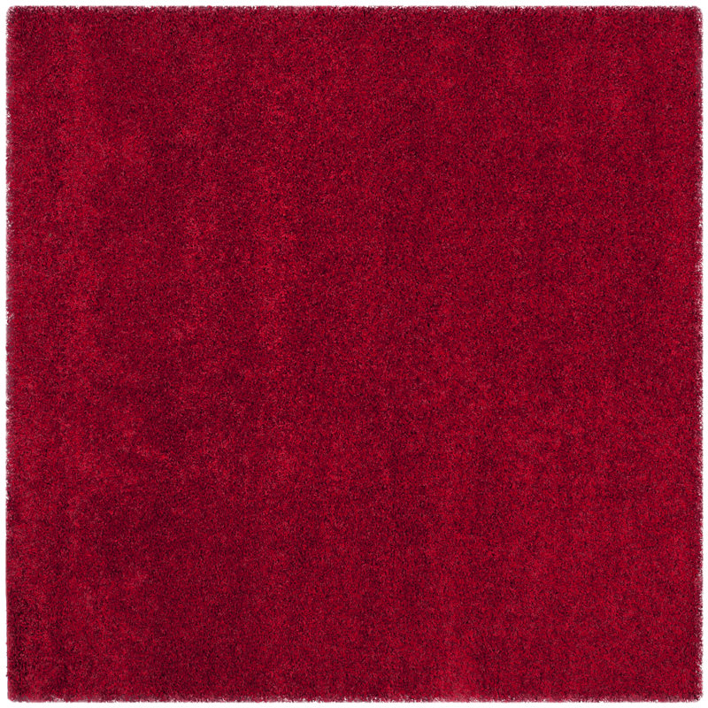 Angeliya Shag Performance Solid Color Rug, Square 4', Red