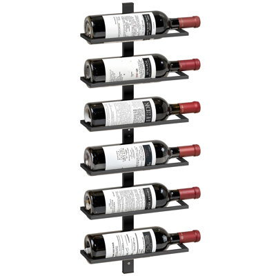 Wall Mount Wine Rack, Wall Wine Rack for 6 Wine Bottles, Black