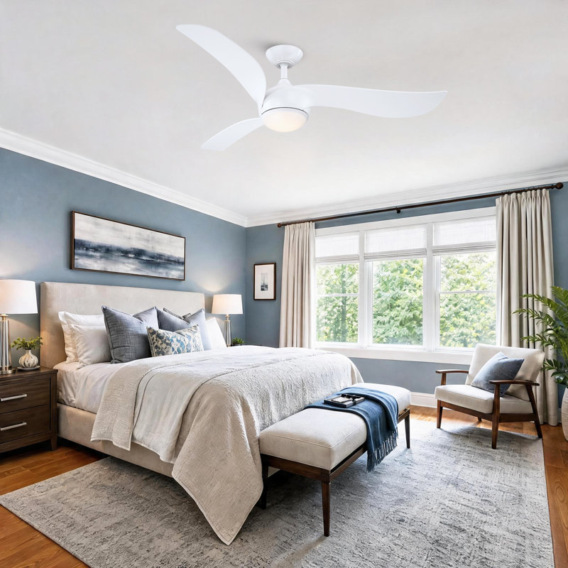 52" White Propeller Dimmable LED Ceiling Fan with 3CCT LED Lights and Remote Control