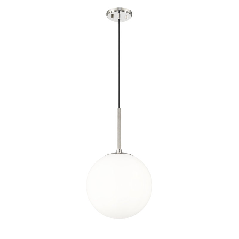 Luminaire suspendu 1 lumière Sola, Noir mat, Nickel poli, Beige