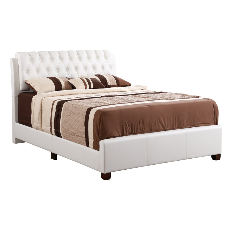 Lit sommier double Marilla, blanc, Blanc, Lit double