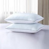 White Goose Feather Pillow 100% Cotton Queen Size 2 Pack All Season Bed Pillows For Side/Back Sleepers,28" L X 20" W
